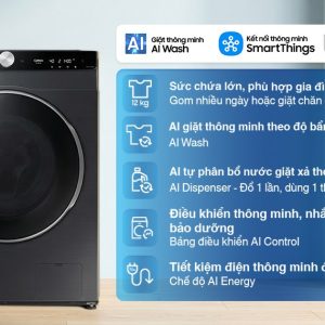 Máy giặt Samsung AI EcoBubble Inverter 12 kg WW12CGP44DSBSV